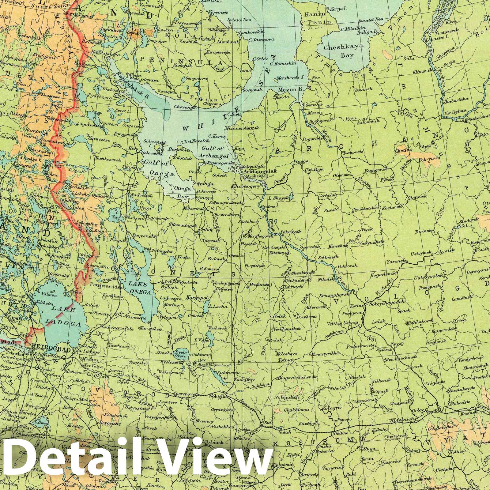 Northern Russia and Finland - Survey Map, 1922 - Historical Map Print