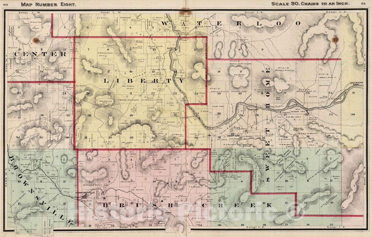 Historic Wall Map : 1878 Map Number Eight (Linn County, Ore.) - Vintage Wall Art