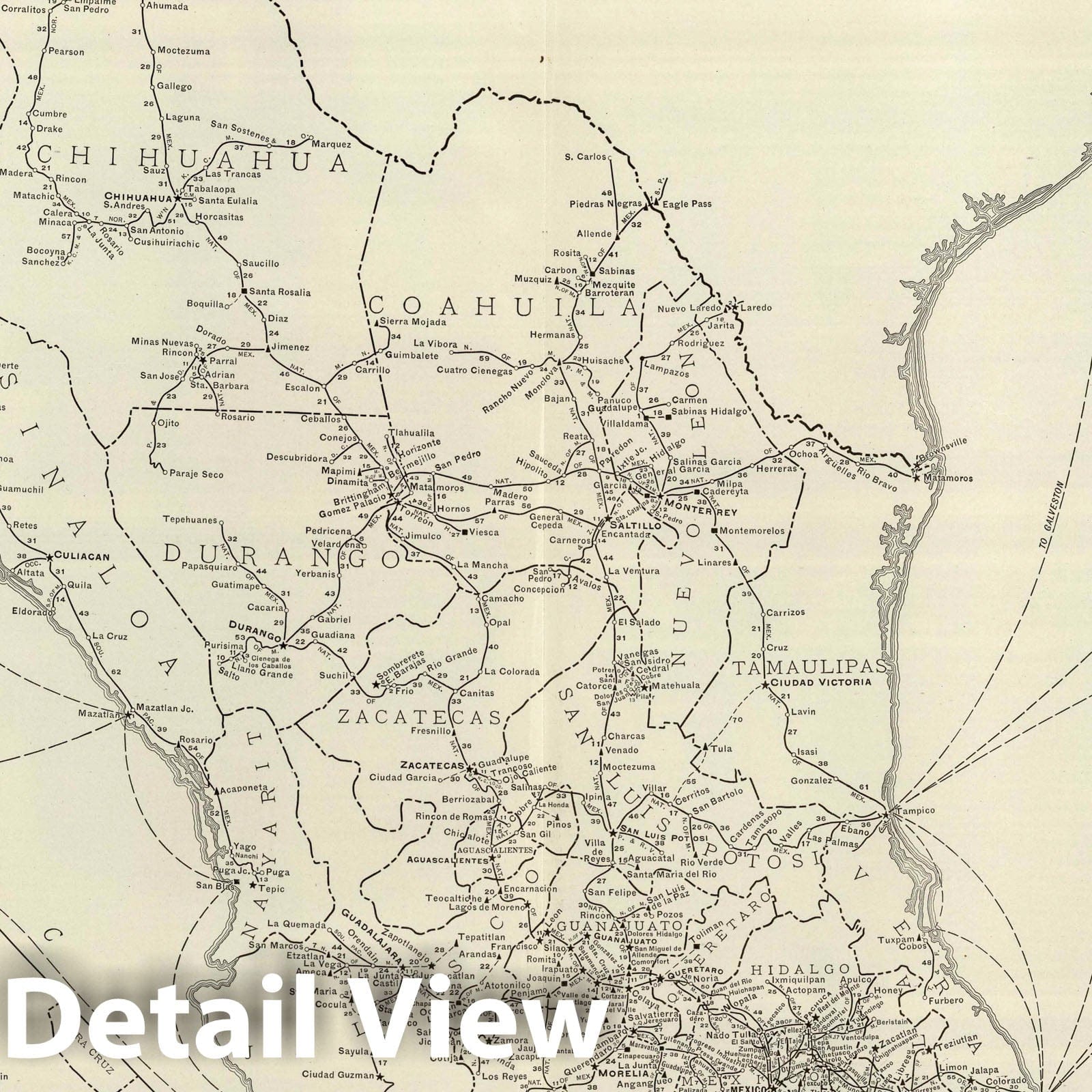 Mexico - Railroad Map, 1924 - Rand McNally Commercial Atlas