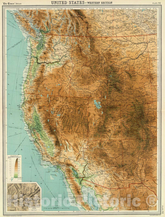 Historic Map : 1922 United States - western section. - Vintage Wall Art