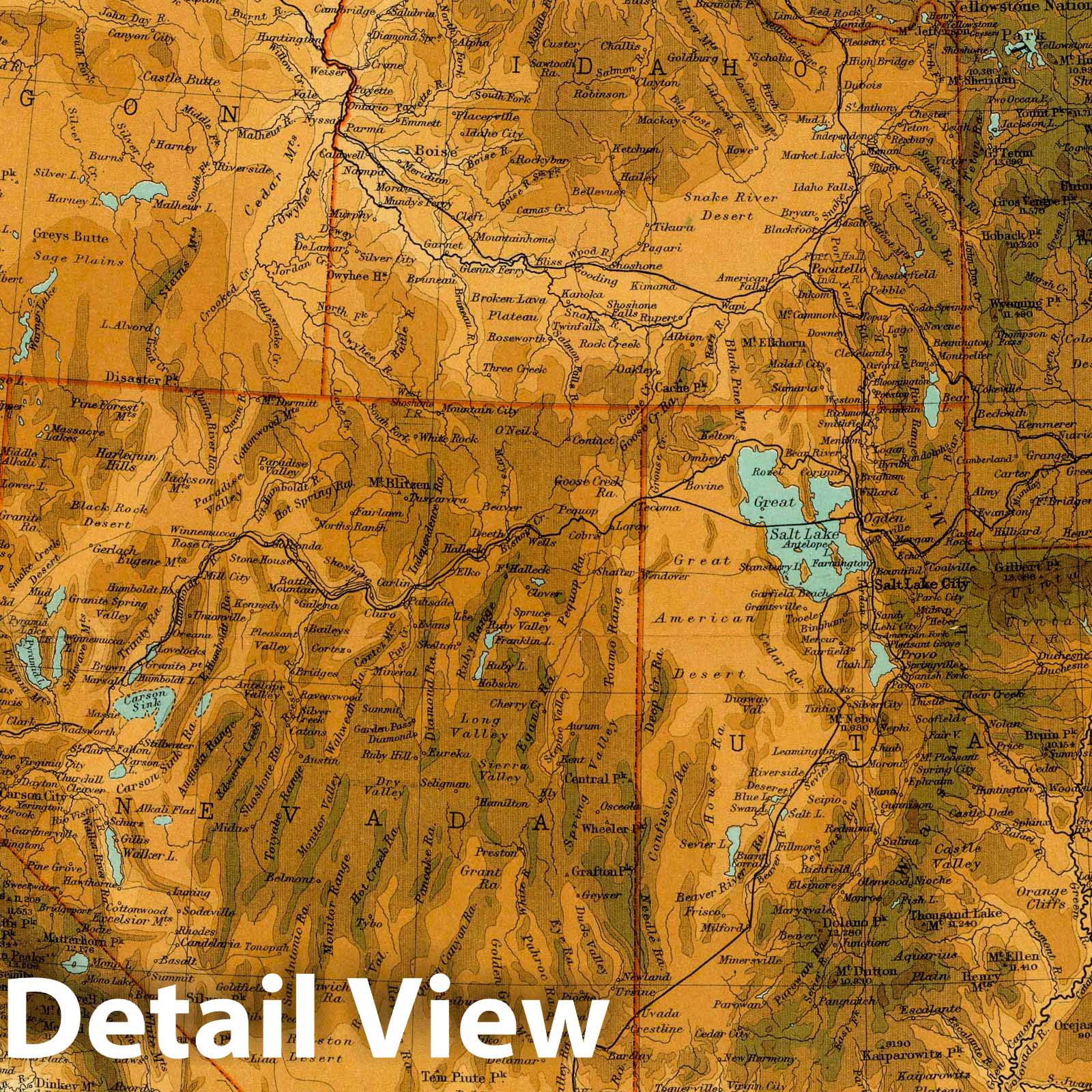 United States, Western Section with Yosemite Valley - 1922 Survey Map Print