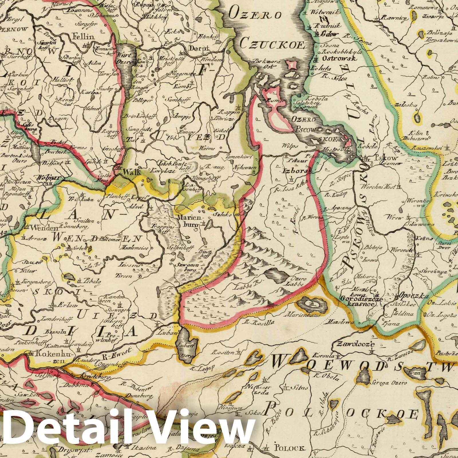 Estonia and Livonia with the Course of the Dvina River - 1745 Historical Map Print