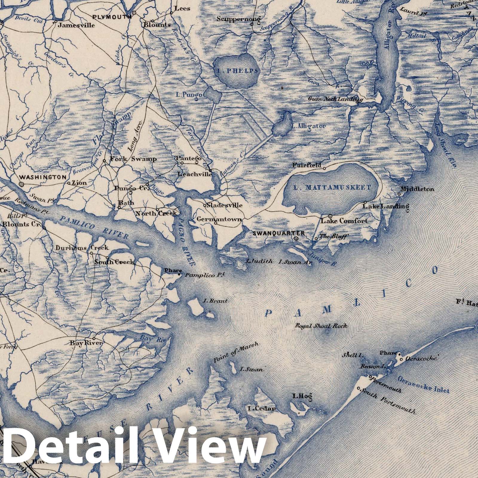 Civil War: Pamlico Sound, North Carolina - Military Map, 1874