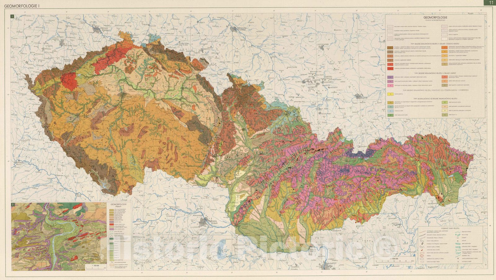 Historic Map : National Atlas - 1966 Geomorphology. - Vintage Wall Art
