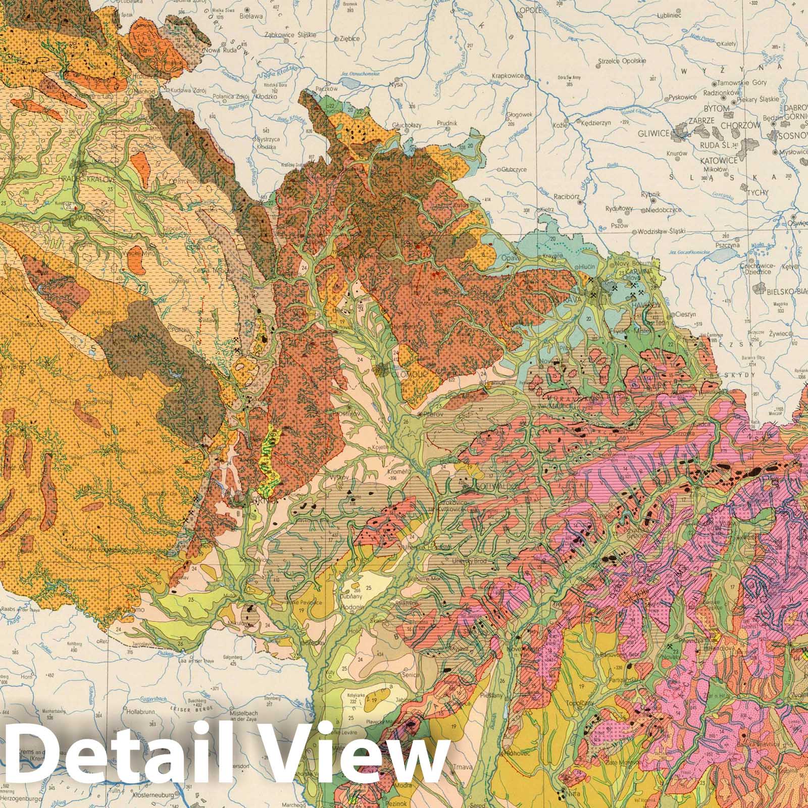 Czechoslovakia - Geology Map, 1966 - Historical Map Print