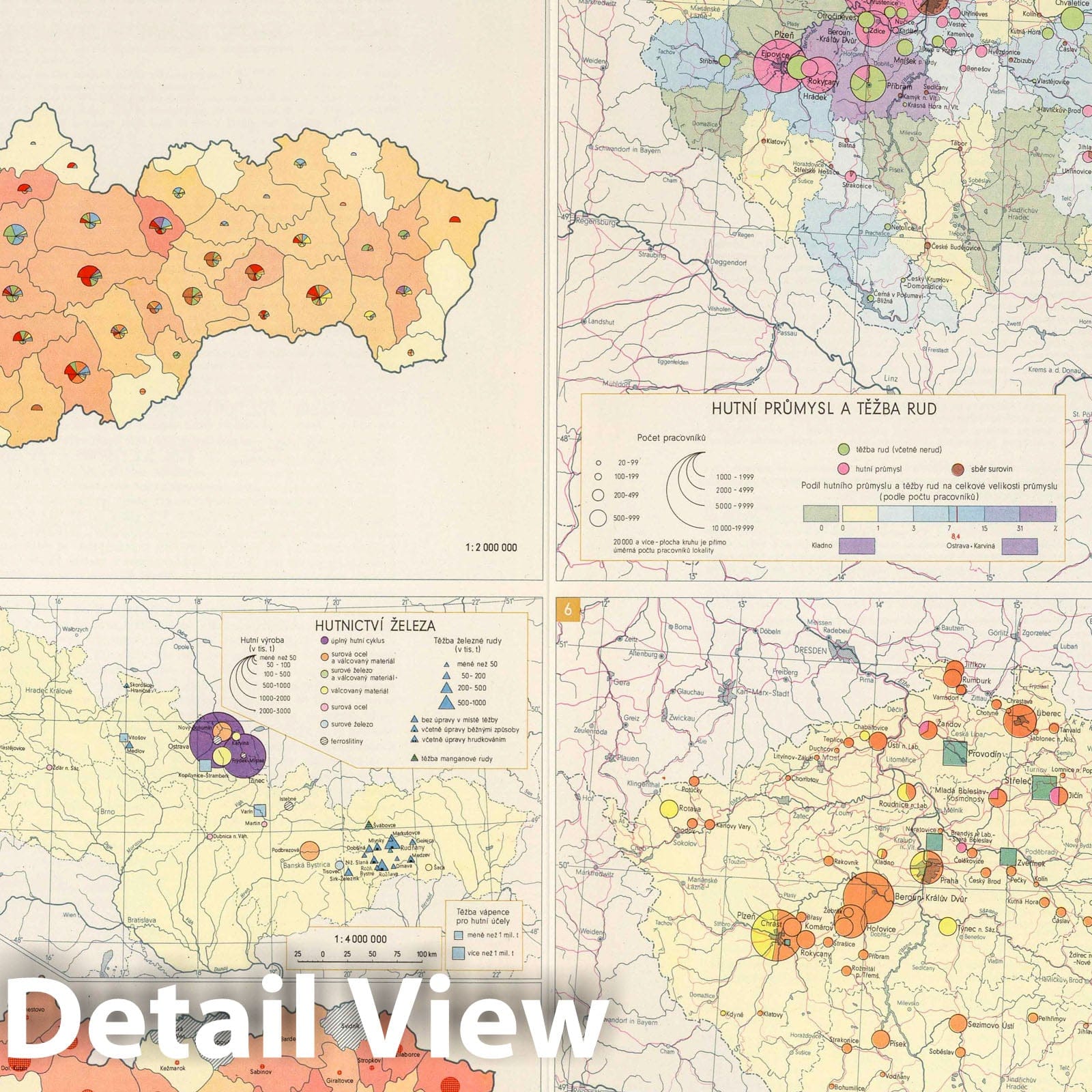 Czechoslovakia - Metallurgy, 1966 - Historical Map Print
