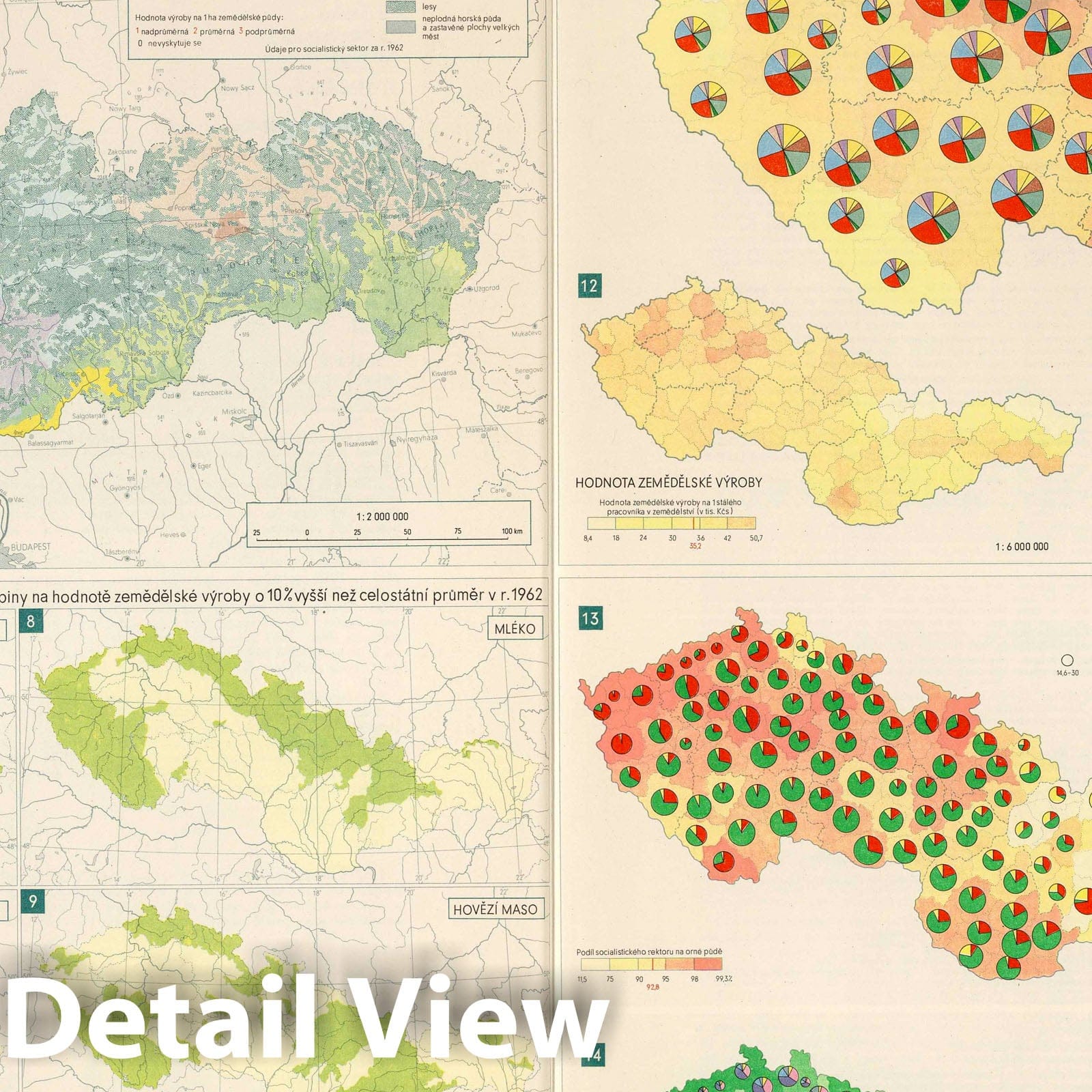 Czechoslovakia - Agricultural Map, 1966 - Historical Map Print