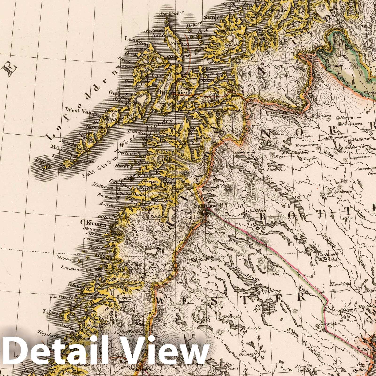 Sweden, Norway, and Denmark - Northern Sheet, 1824 - Historical Map Print