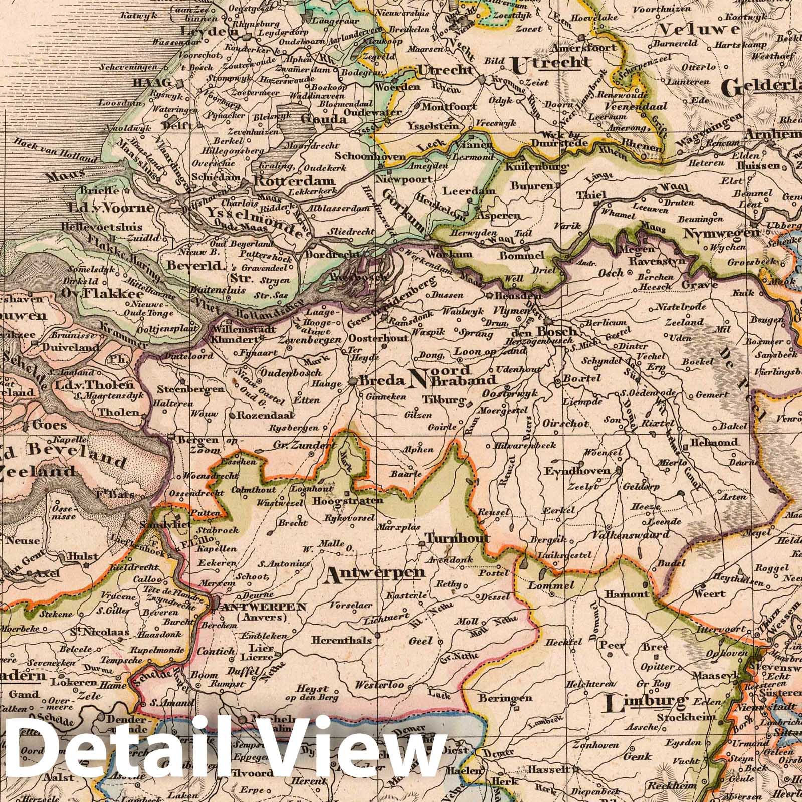 Netherlands, Belgium, and Luxembourg, 1833 - Historical Map Print