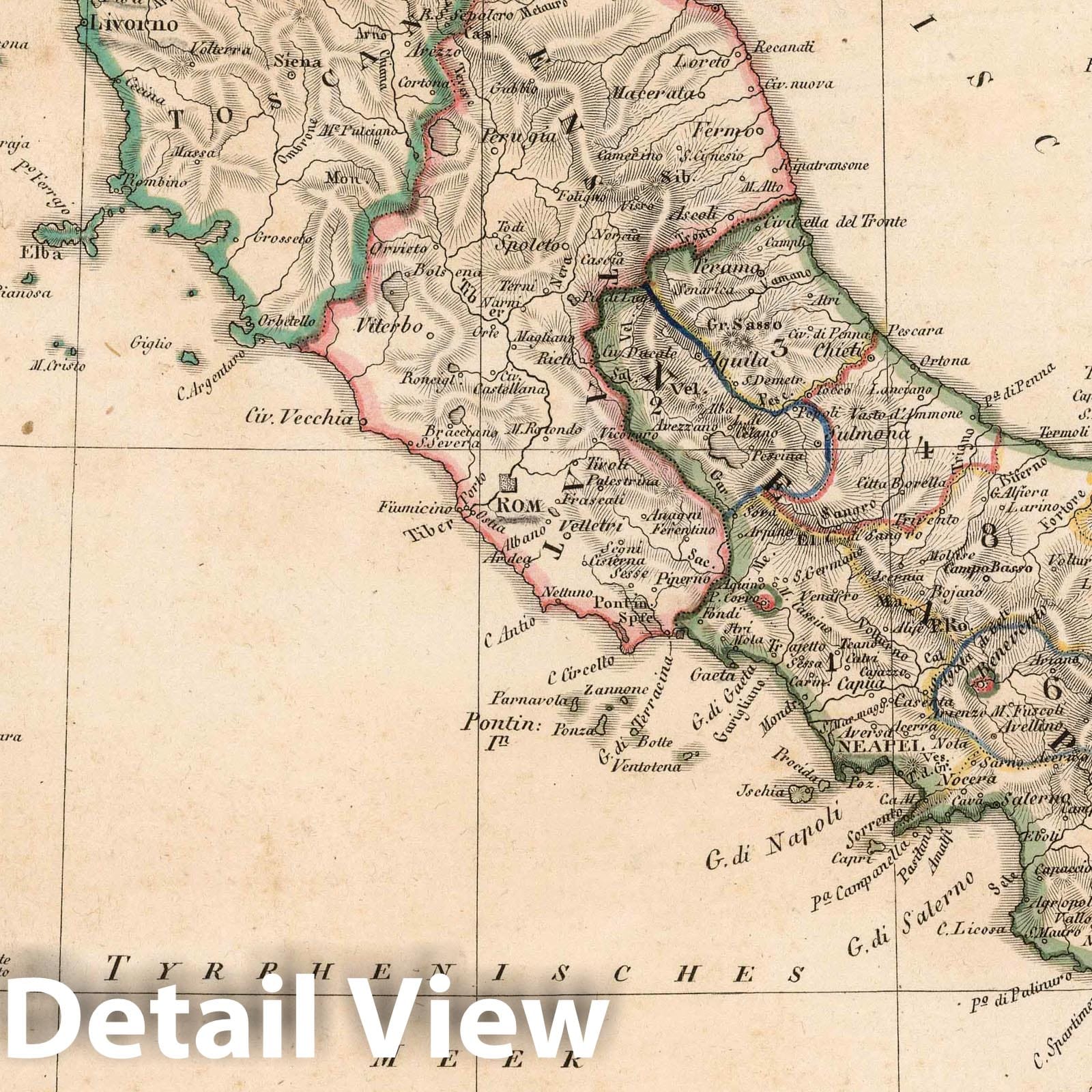Italy with insets Rome and Naples, 1817 - Historical Map Print