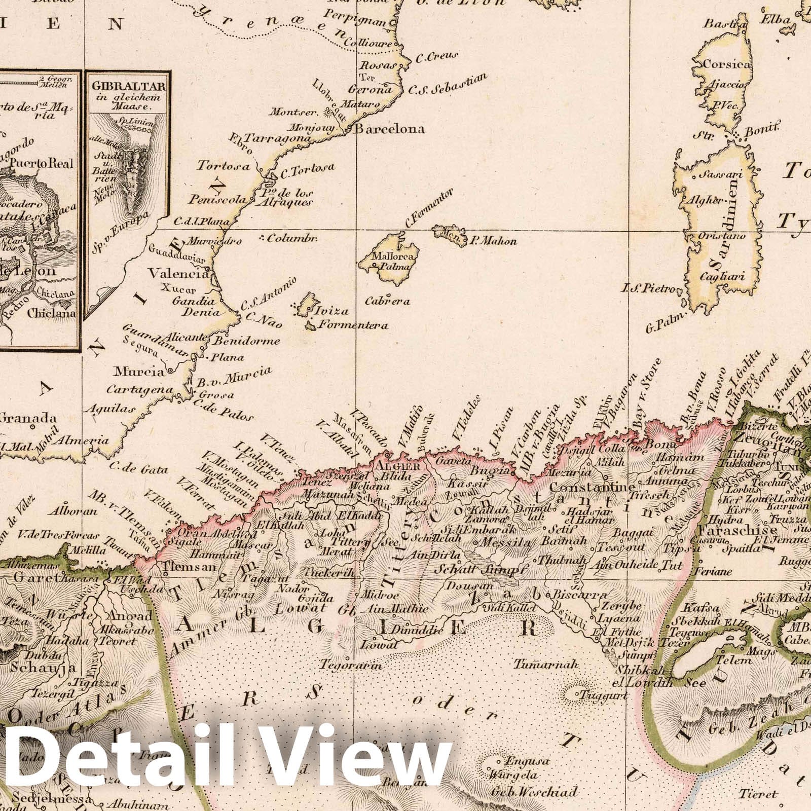 Mediterranean Sea and North Africa, 1818 - Historical Map Print