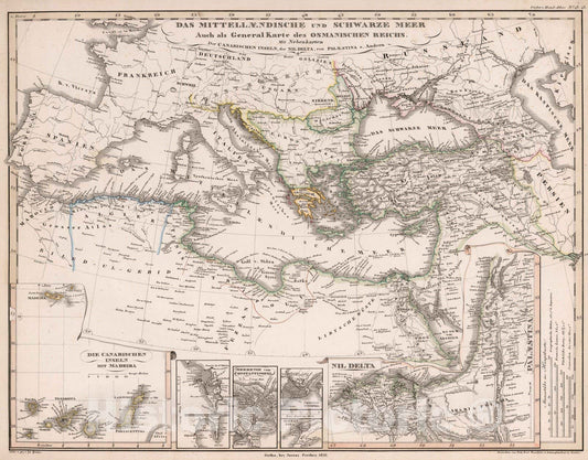 Historic Map : Black Sea Region 1833 Das mittellaendische und schwarze Meer, 1833 , Vintage Wall Art