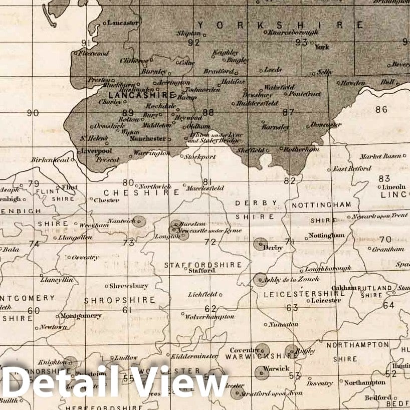 Index to Ordnance Survey, England and Wales, 1857 - Historical Map Print