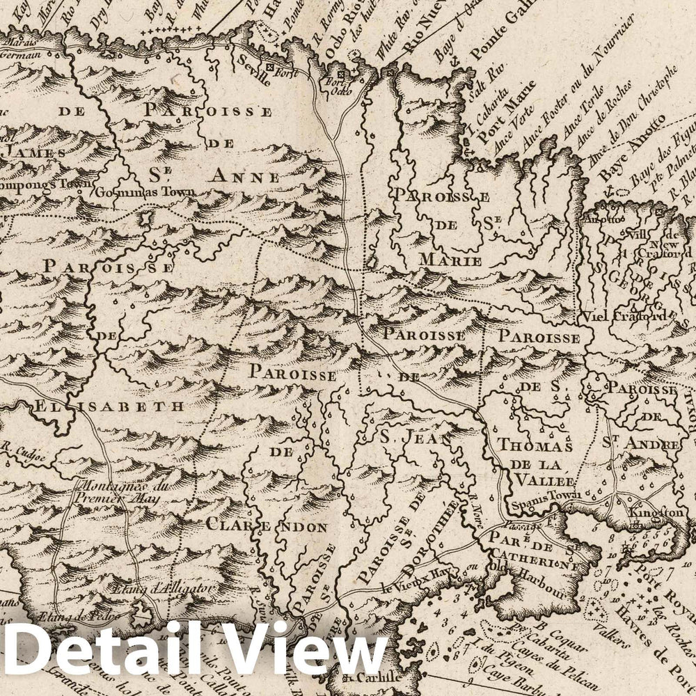 Historic Map : Jamaica, 1764 Carte de I'isle la Jamaique. , Vintage Wall Art