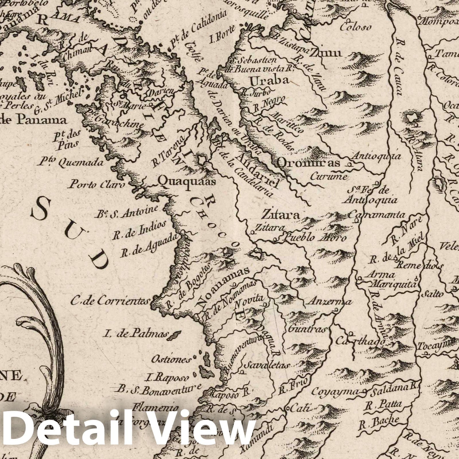 Tierra Firme, Darien, Cartagena, and New Granada - 1764 Nautical Chart by Bellin