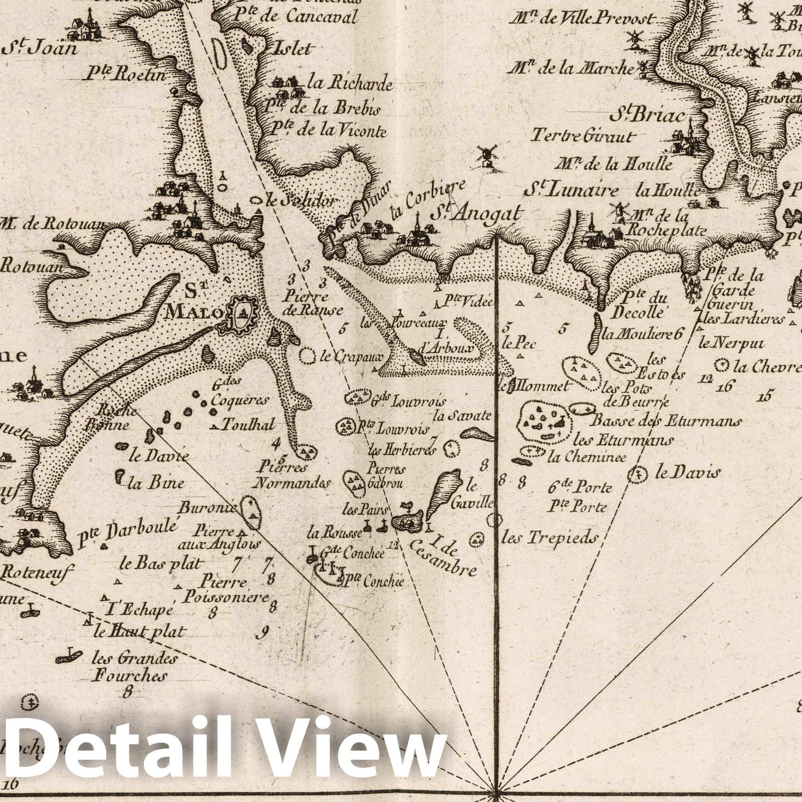 Coast of Brittany Nautical Chart, 1764 - Cancale to Cap de Freliel