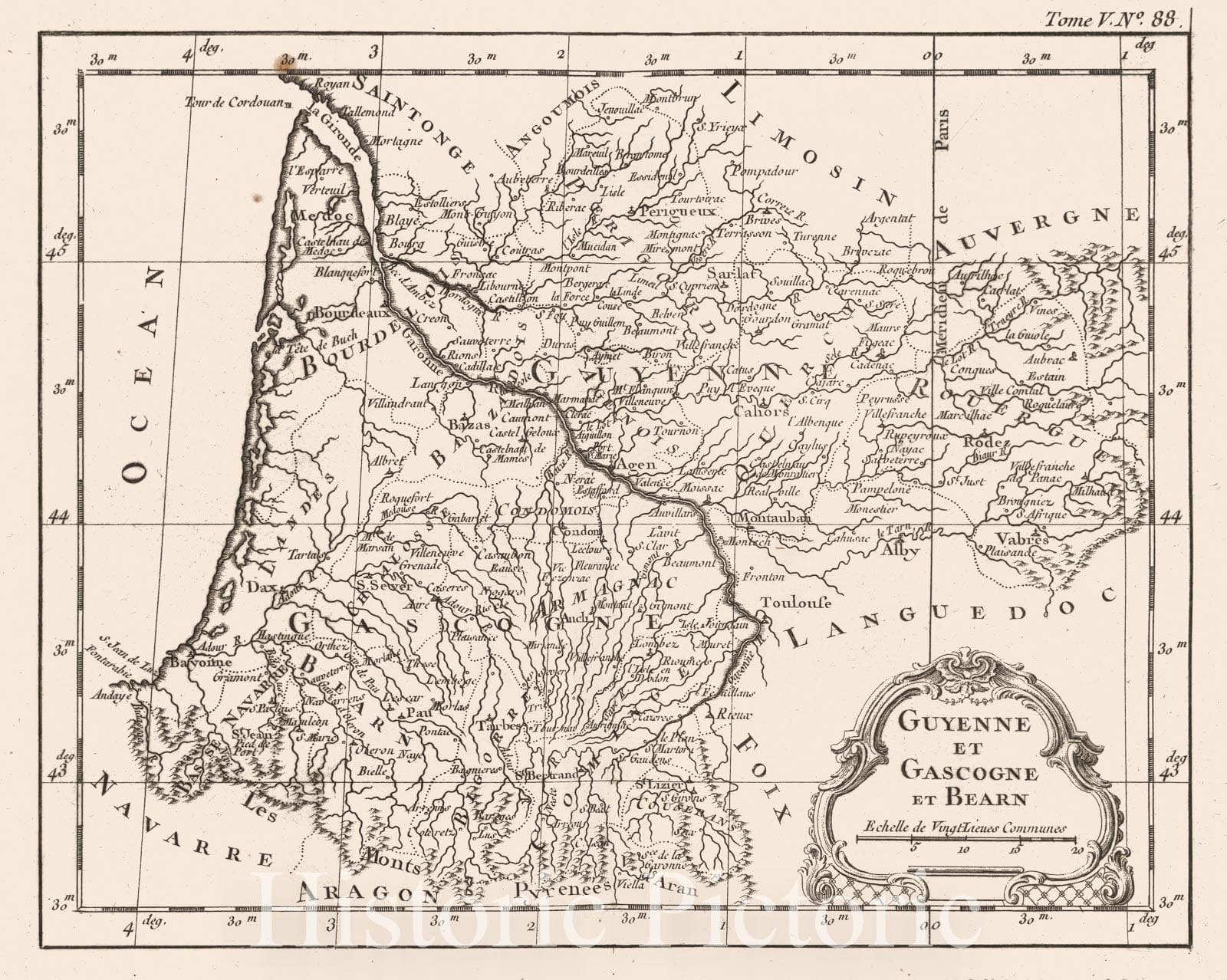Guyenne - Nautical Chart, 1764 - Bellin Maritime Map Print