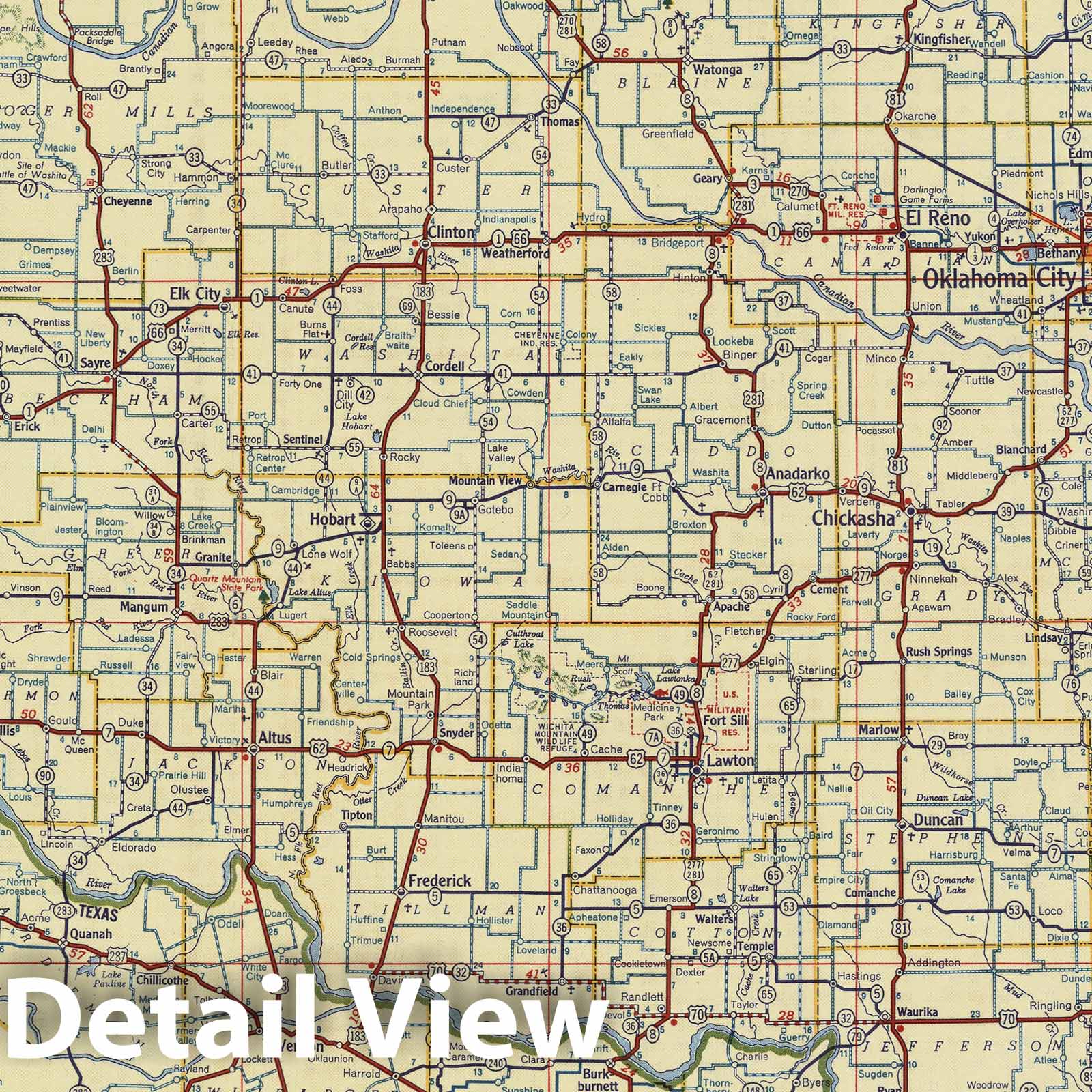 Oklahoma - Road Map, 1948 - Shell Highway Map Print