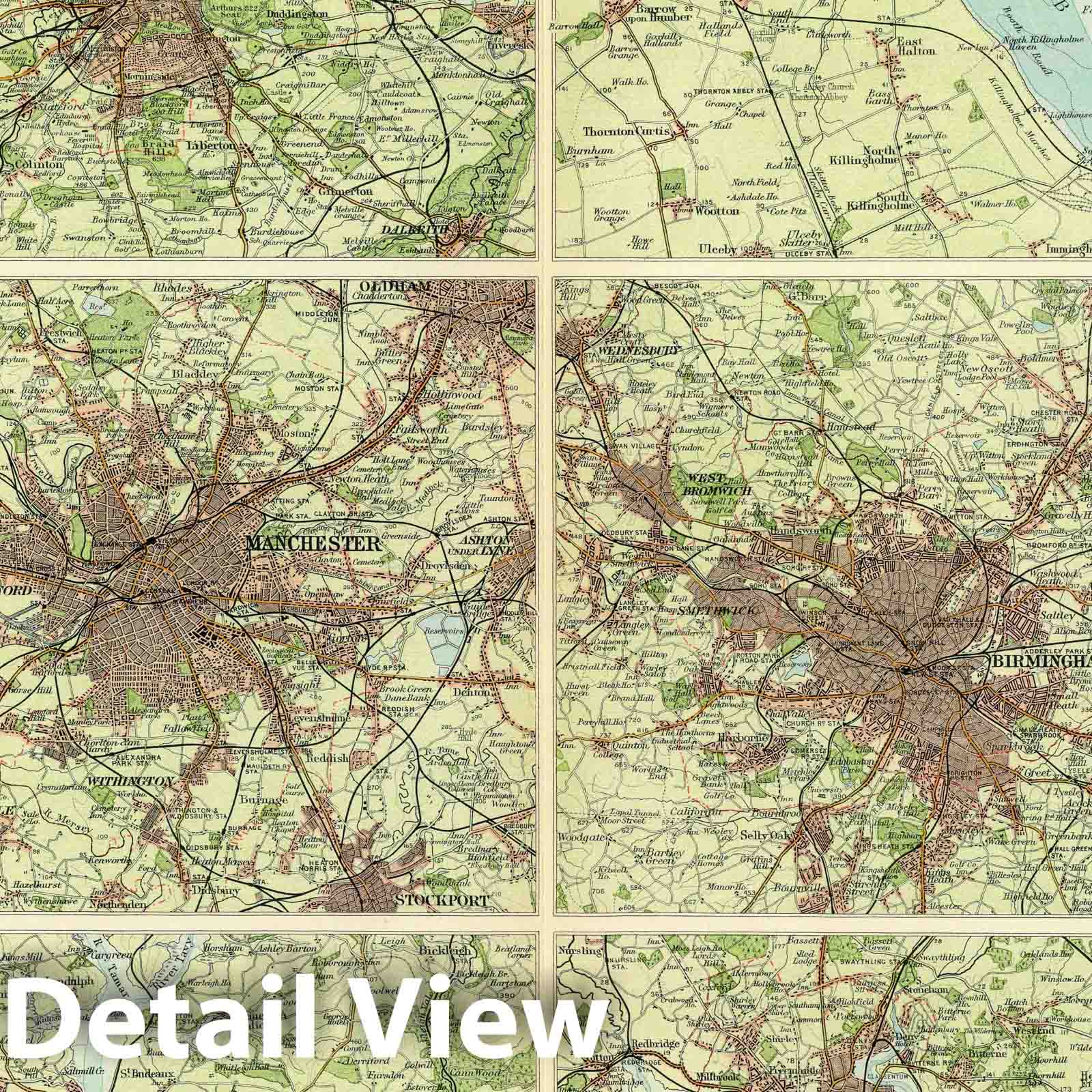 Towns of England and Scotland - Survey Map, 1922 - Historical Map Print