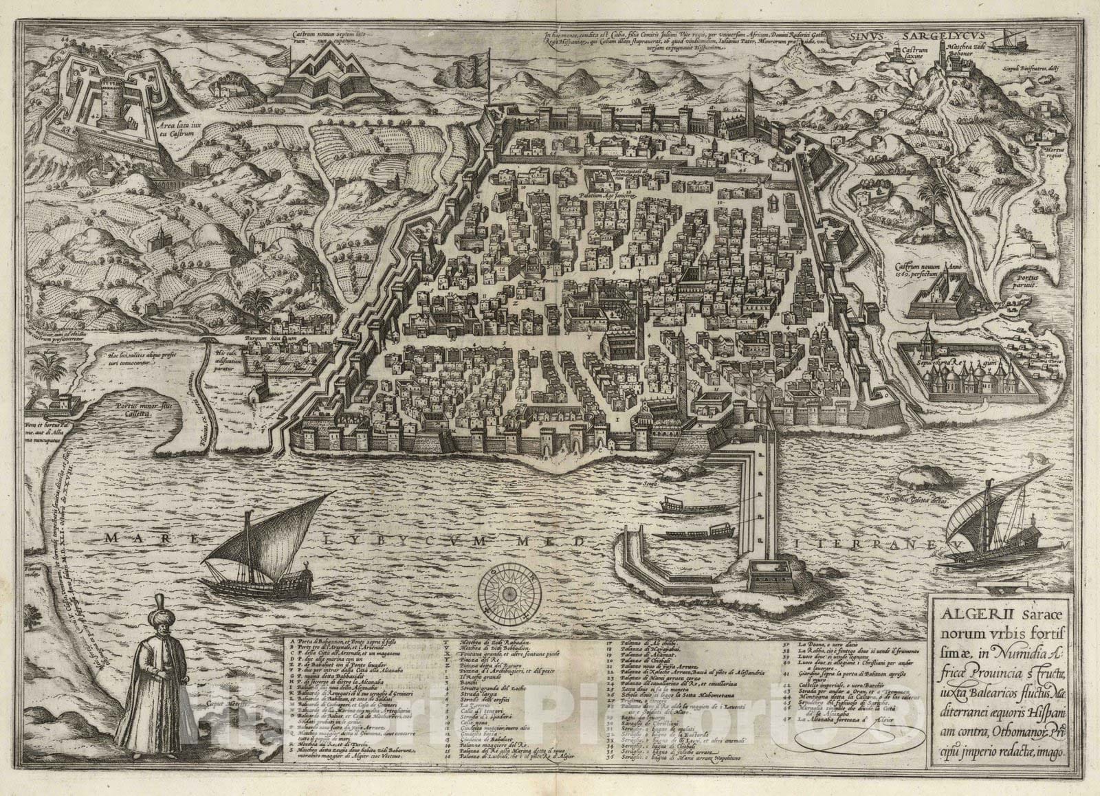 Historic Map : 1575 Vol II (59) Algiers (Algeria). - Vintage Wall Art
