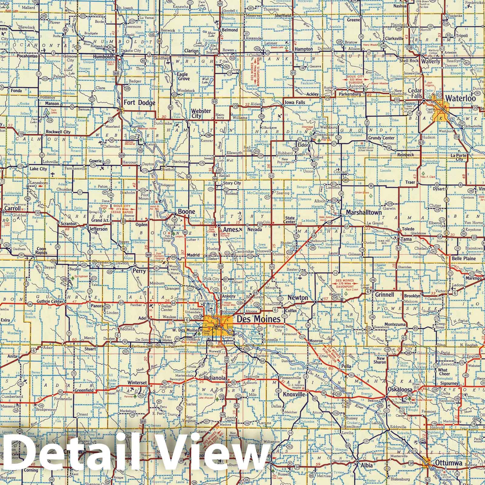Iowa - Road Map, 1956 - Shell Highway Map Print