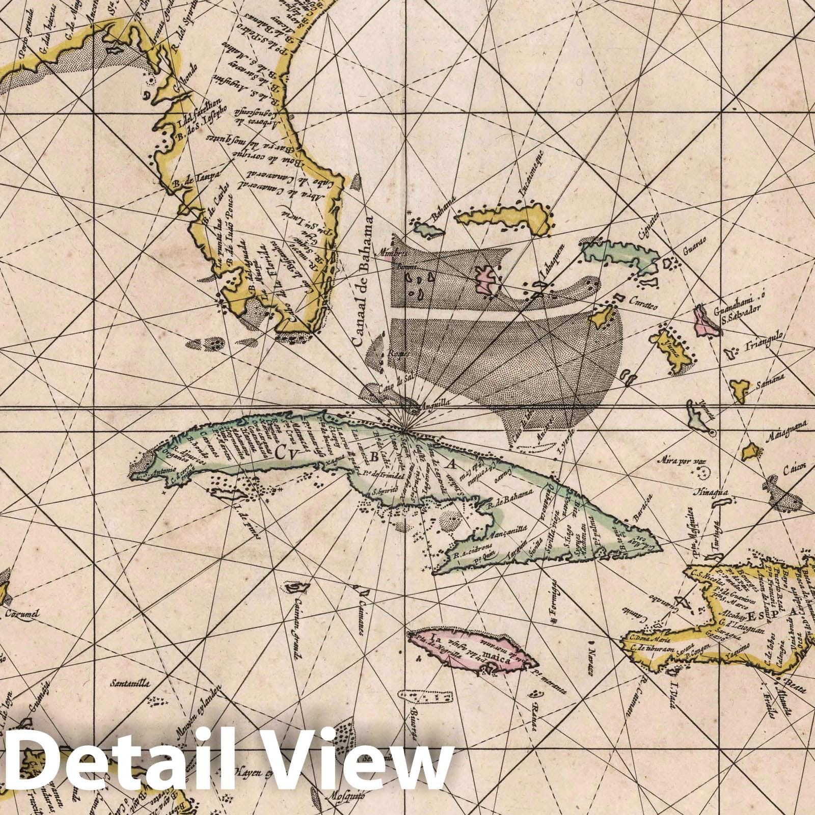 Caribbean Nautical Chart 1667 - Historical Map Print