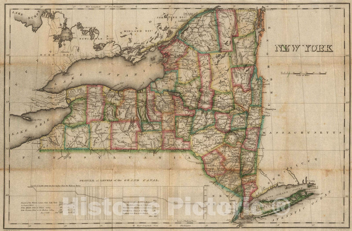 Historic Map : 1824 New York - Vintage Wall Art