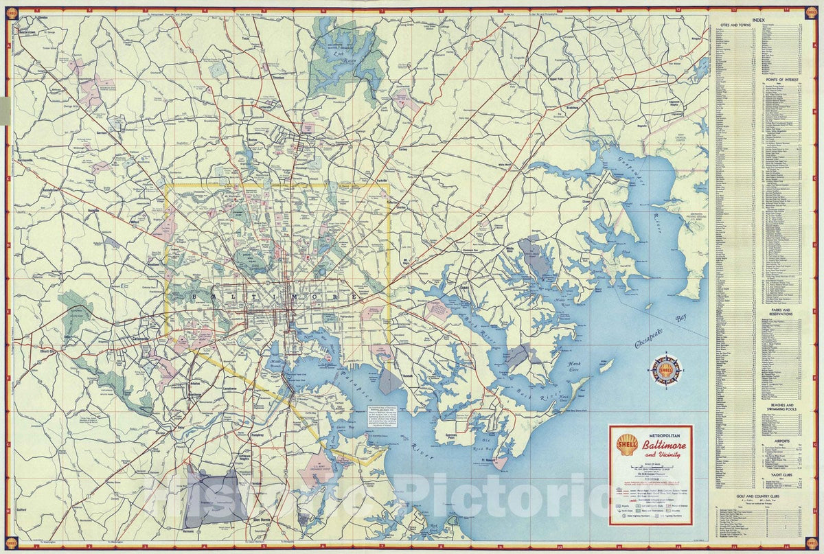 Historic Map : National Atlas - 1956 Baltimore and Vicinity. - Vintage Wall Art