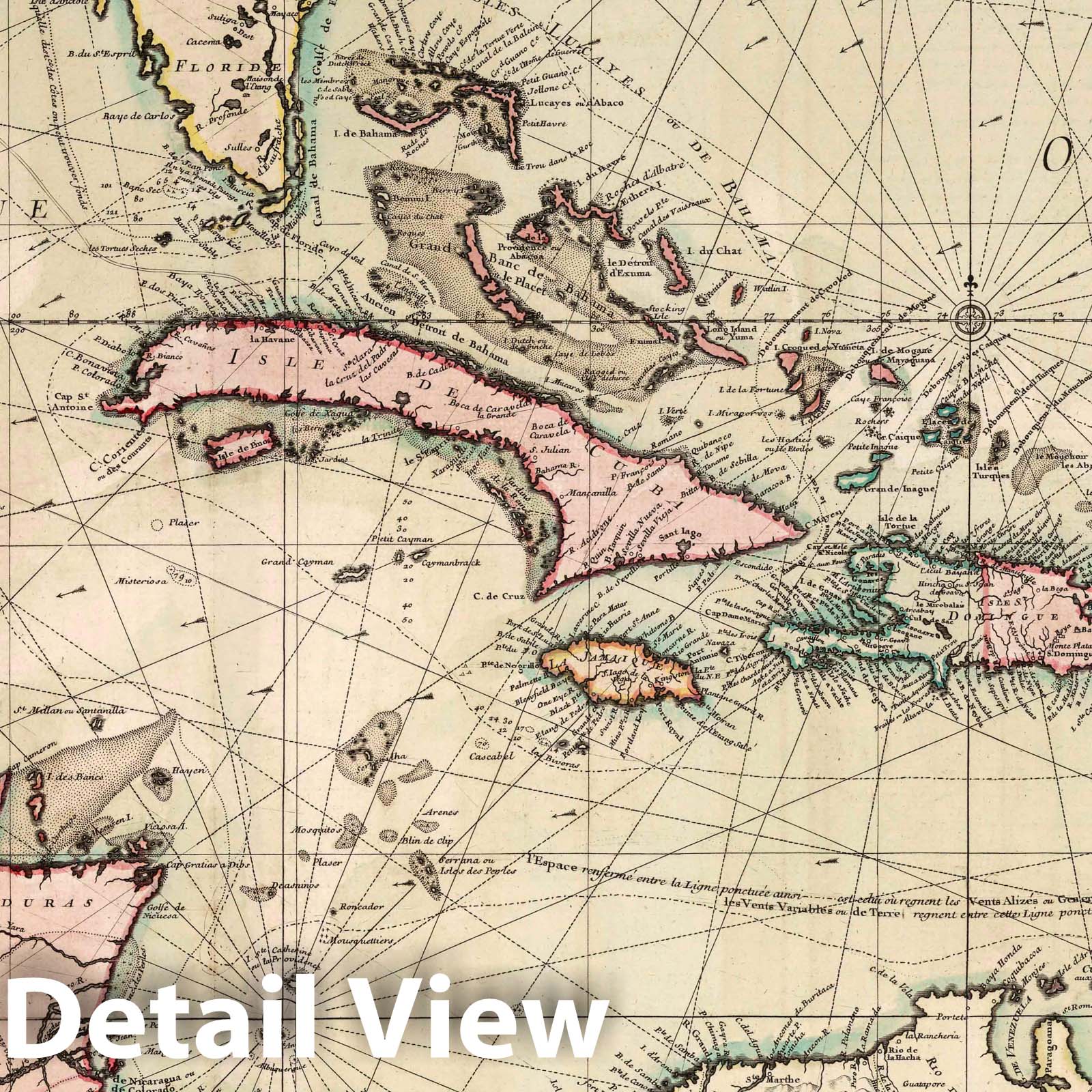 Gulf of Mexico and Caribbean - Nautical Chart, 1740 - Historical Map Print