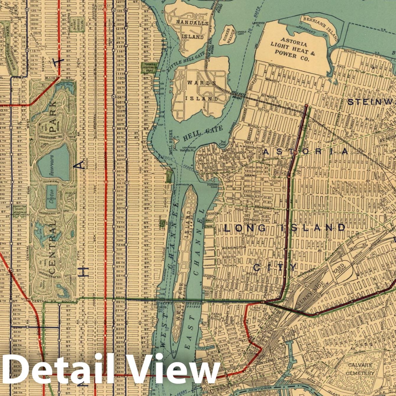 New York City - Manhattan and Business Districts, 1924 - Historical Map Print