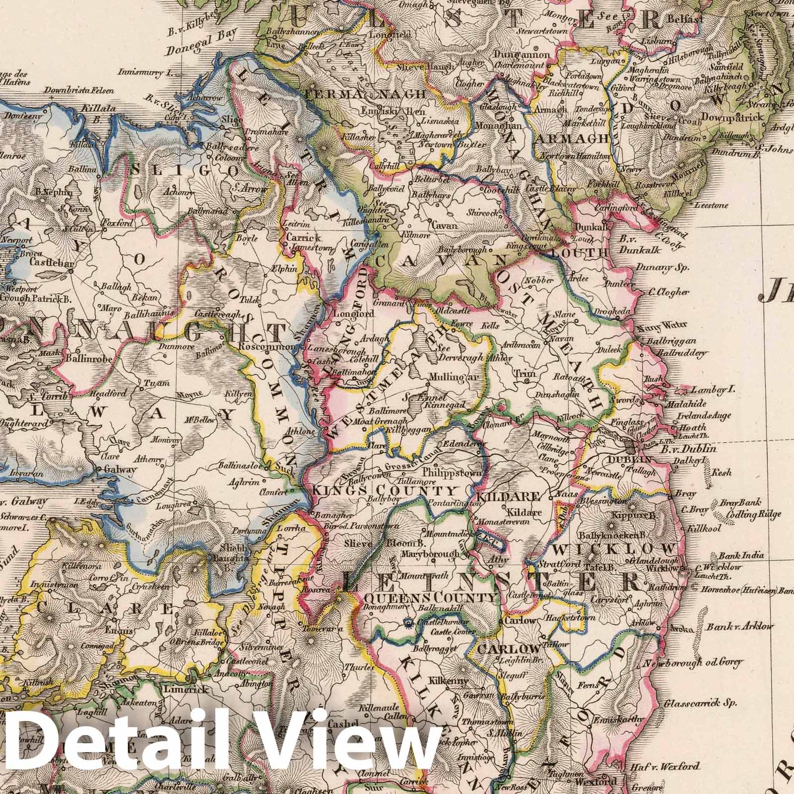 Ireland 1824 Historical Map Print - Hand-Colored Engraving Reproduction