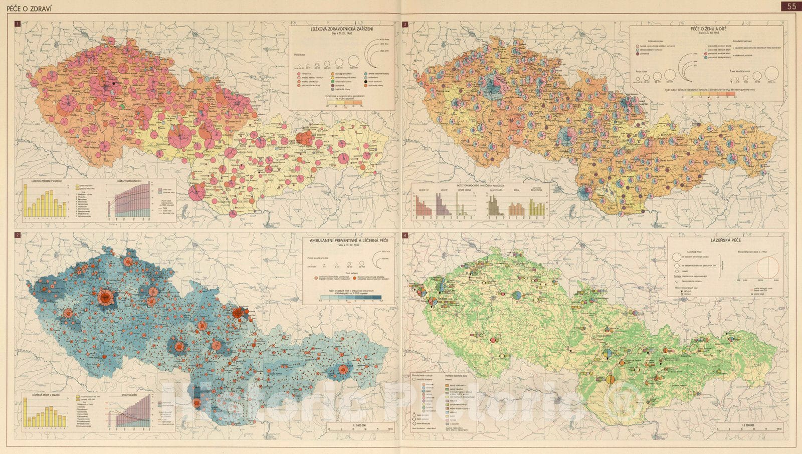 Historic Map : National Atlas - 1966 Health Care. - Vintage Wall Art