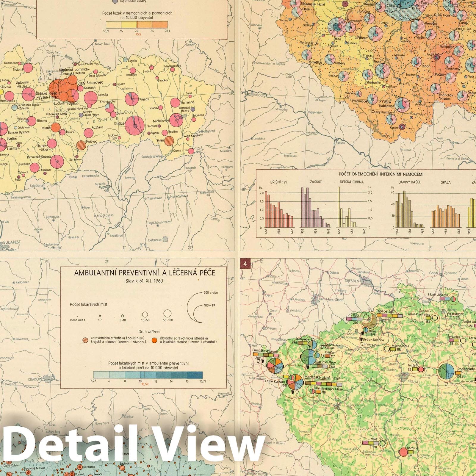 Czechoslovakia - Health Care, 1966 - Historical Map Print