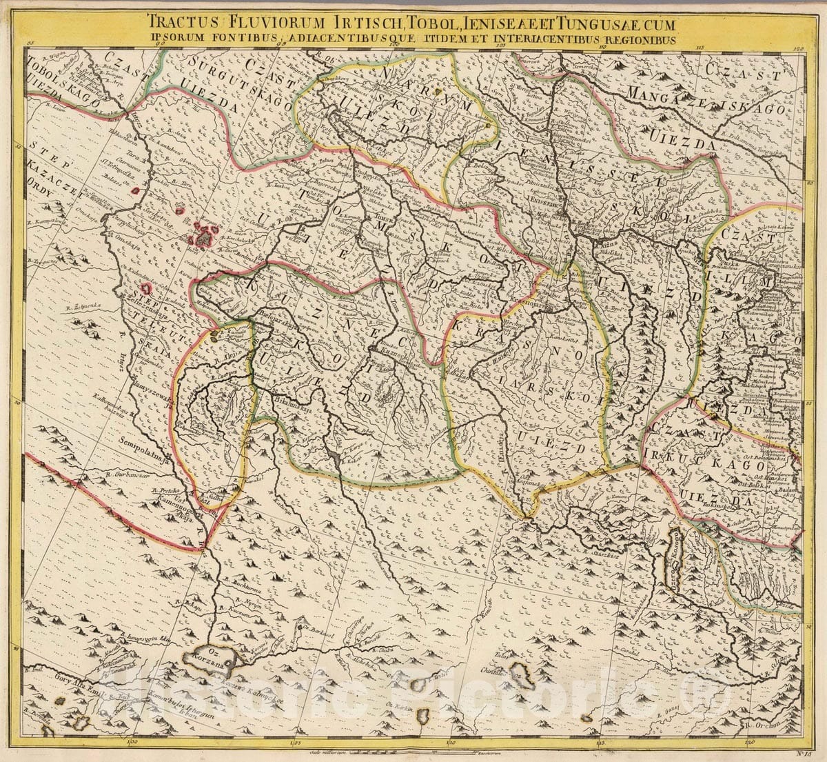 Historic Map : Russia, Siberia 1745 Tractus Fluviorum Irtisch , Vintage Wall Art