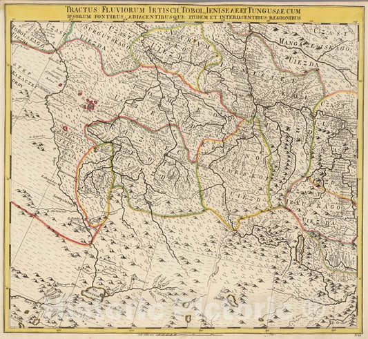 Historic Map : Russia, Siberia 1745 Tractus Fluviorum Irtisch , Vintage Wall Art