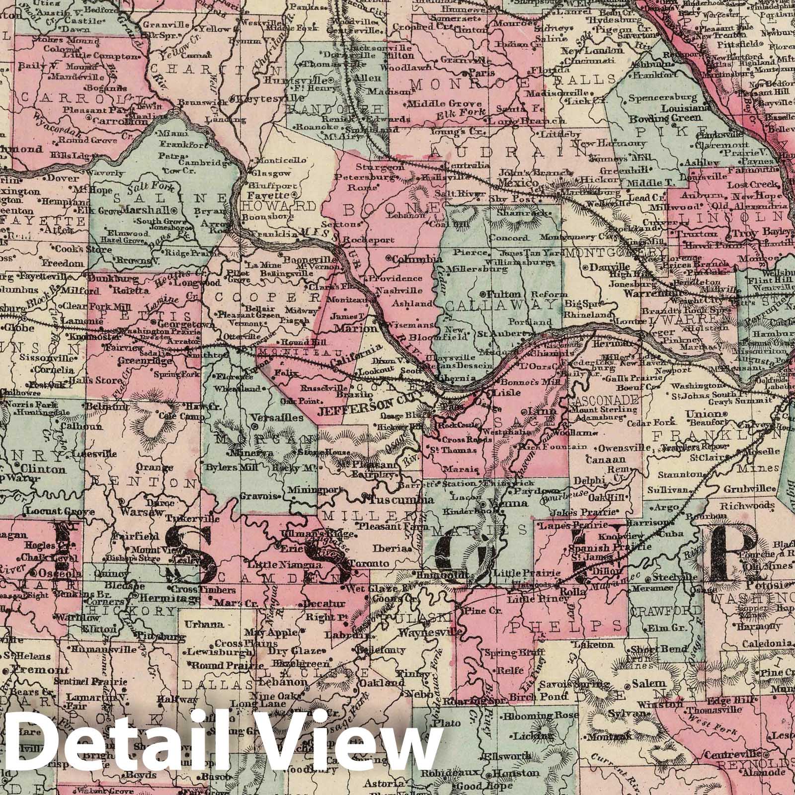 Missouri, 1867 - Historical Map Print from Schonberg's Atlas