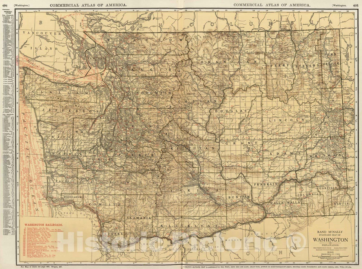 Historic Map : 1924 Washington. v2 - Vintage Wall Art