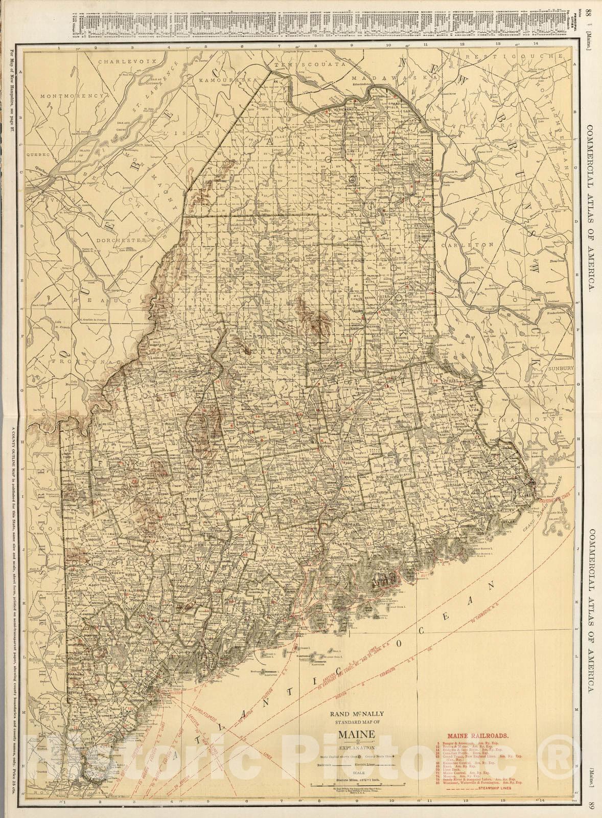 Historic Map : 1924 Maine. v2 - Vintage Wall Art