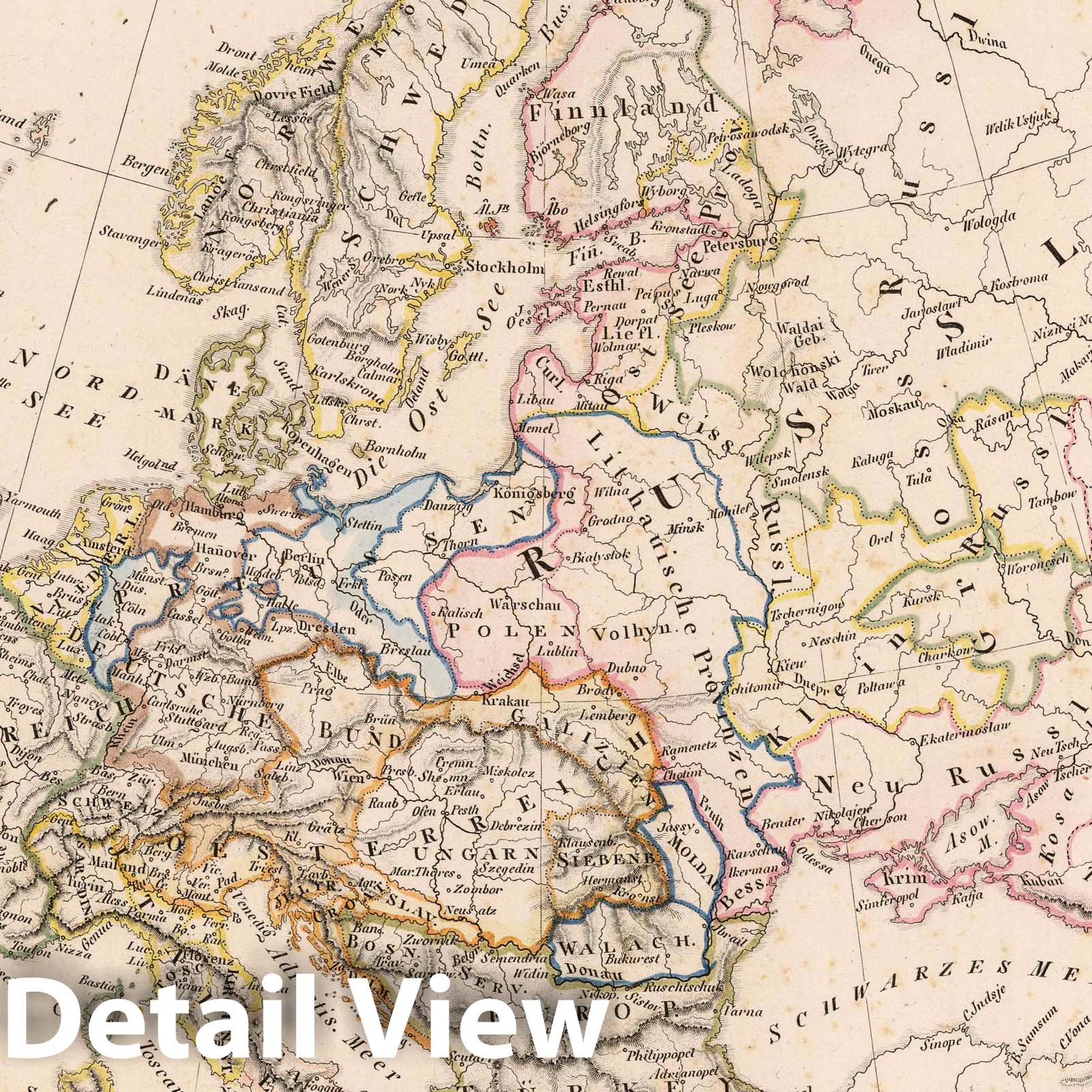 Europe 1819 Historical Map Print - Hand-Colored Engraving