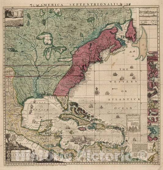 Historic Map : National Atlas - 1746 America Septentrionalis. Historic Wall Map of the British Empire in America. - Vintage Wall Art