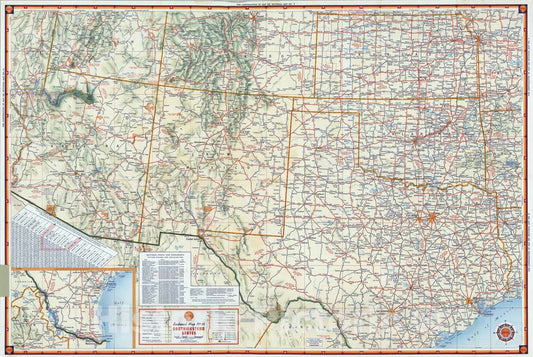 Historic Map : National Atlas - 1956 Shell Sectional Map No. 10 - Southwestern States. - Vintage Wall Art