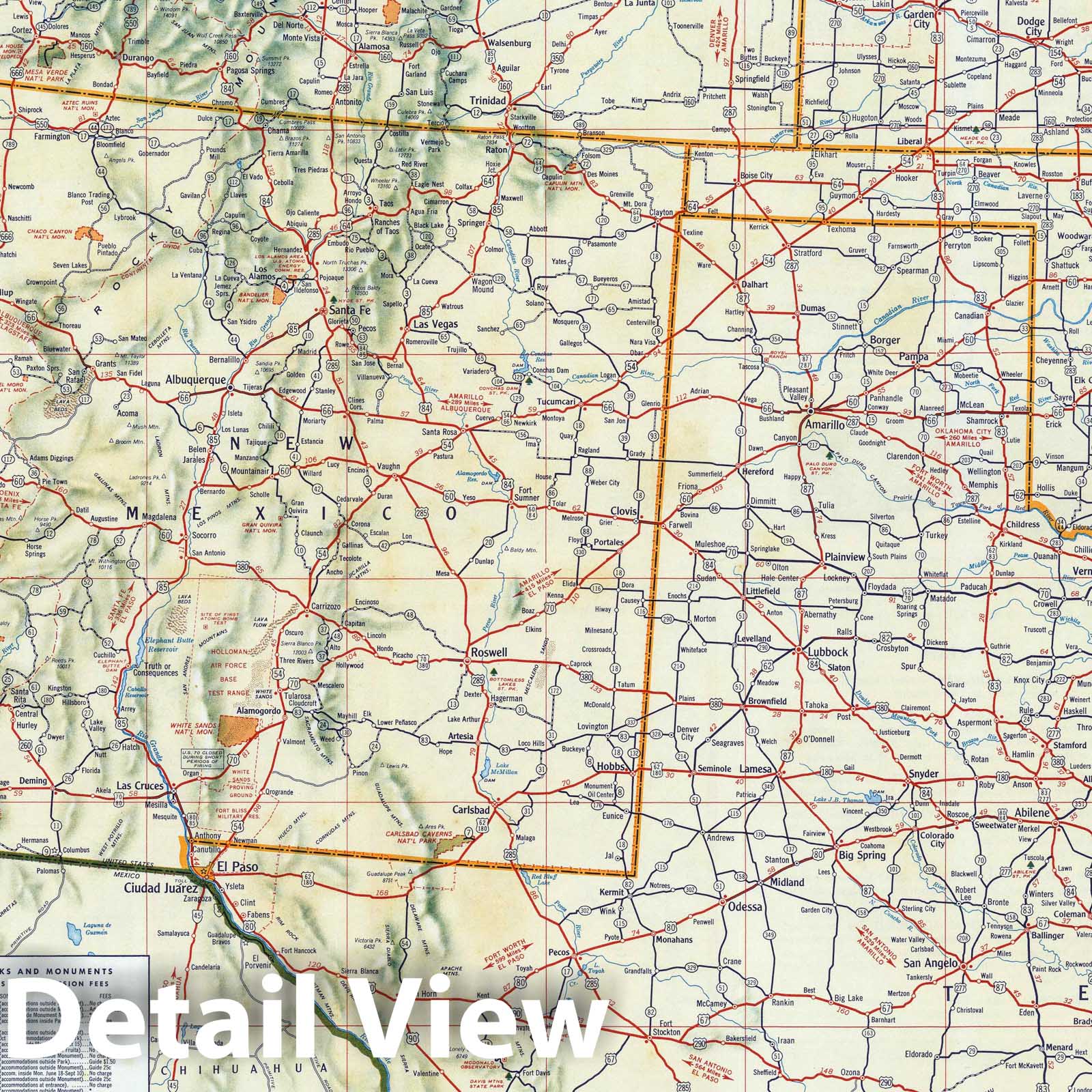 Historic Map : National Atlas - 1956 Shell Sectional Map No. 10 - Southwestern States. - Vintage Wall Art
