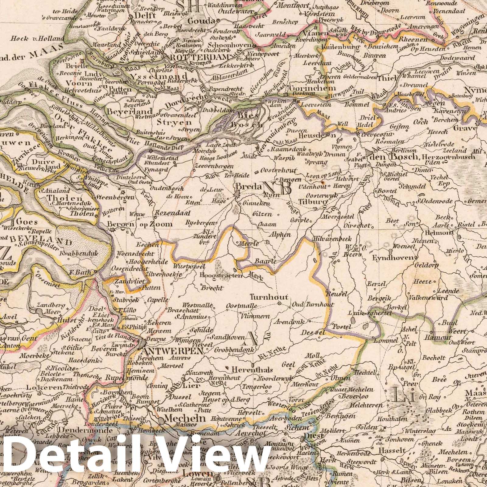 Rhine, Maas, and Scheldt: Netherlands, 1818 - Historical Map Print