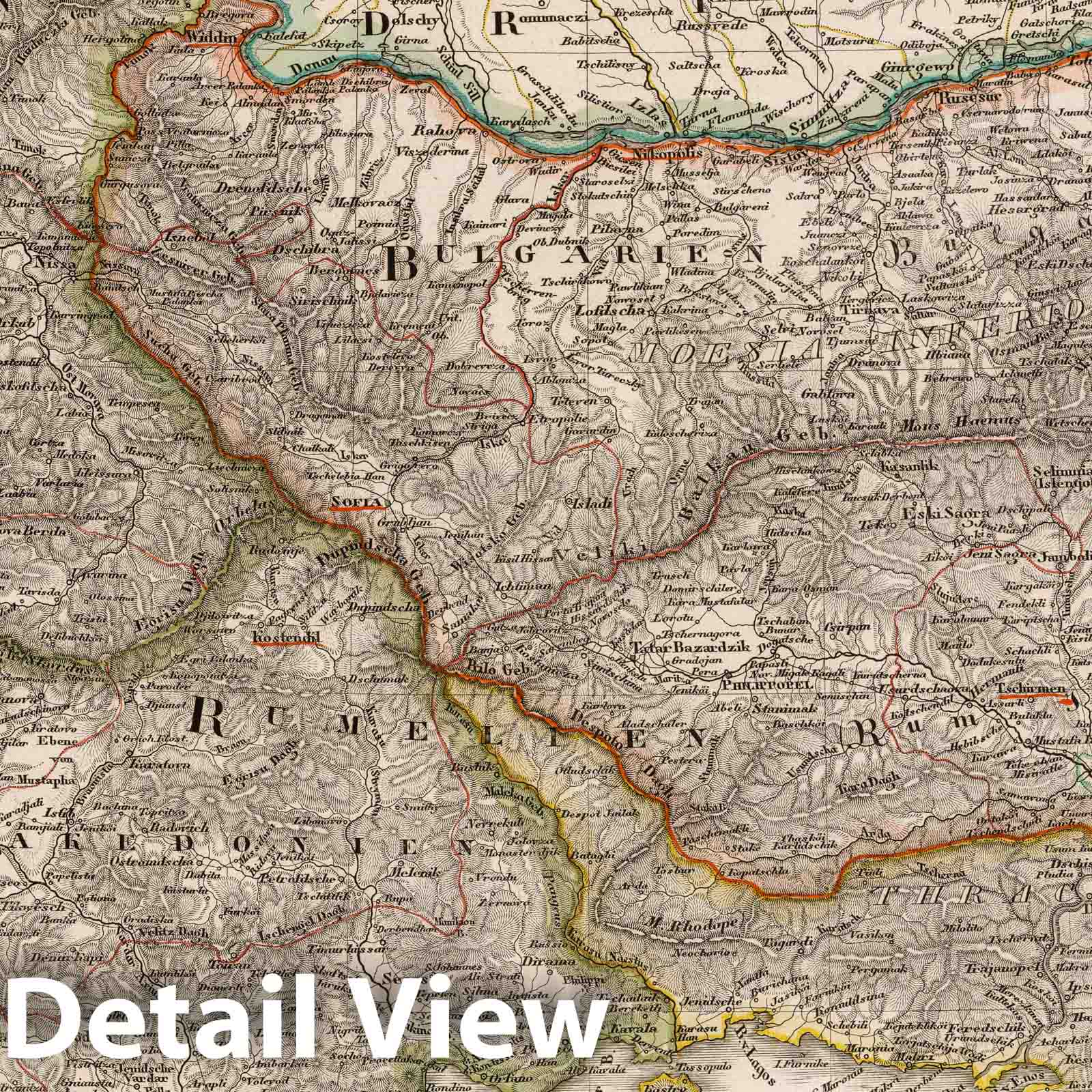 European Turkey 1834 - Historical Map Print from Stieler's Hand-Atlas