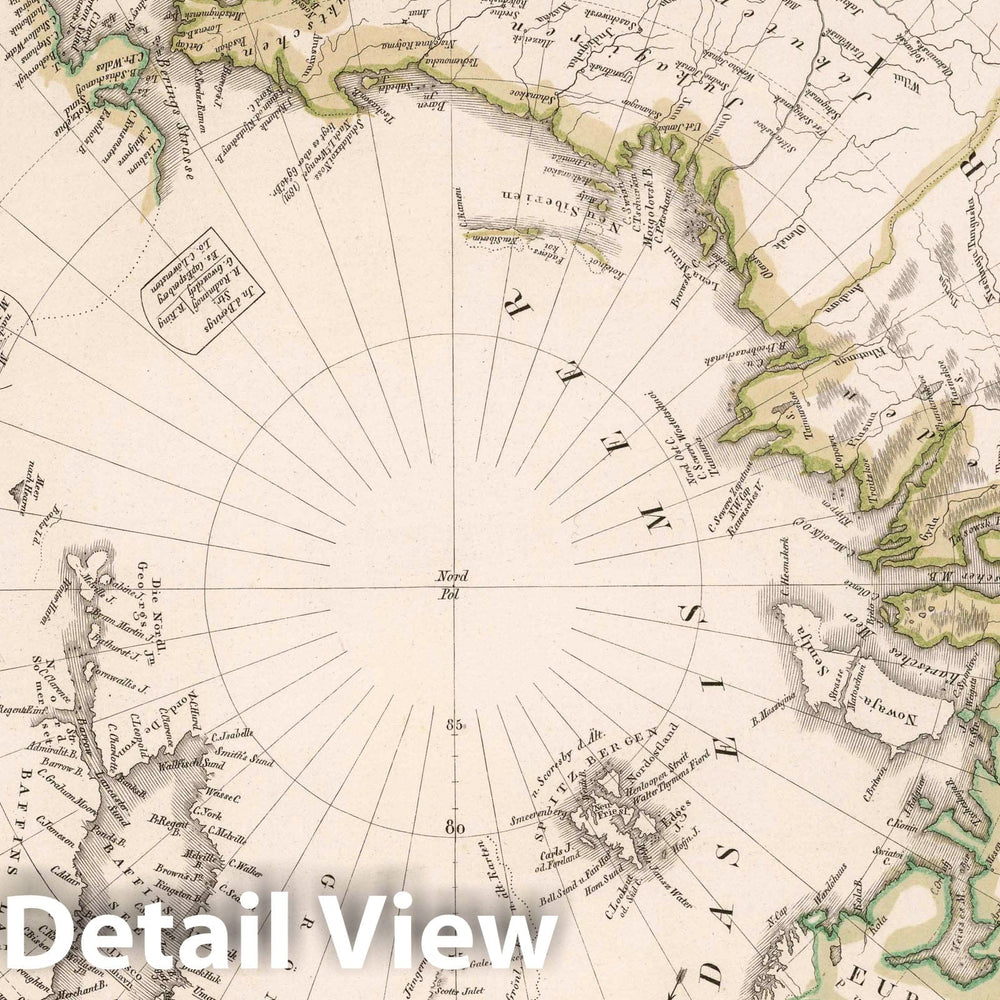 Historic Wall Map : Arctic Regions 1816 Polar-Karte, 1823 , Vintage Wall Art
