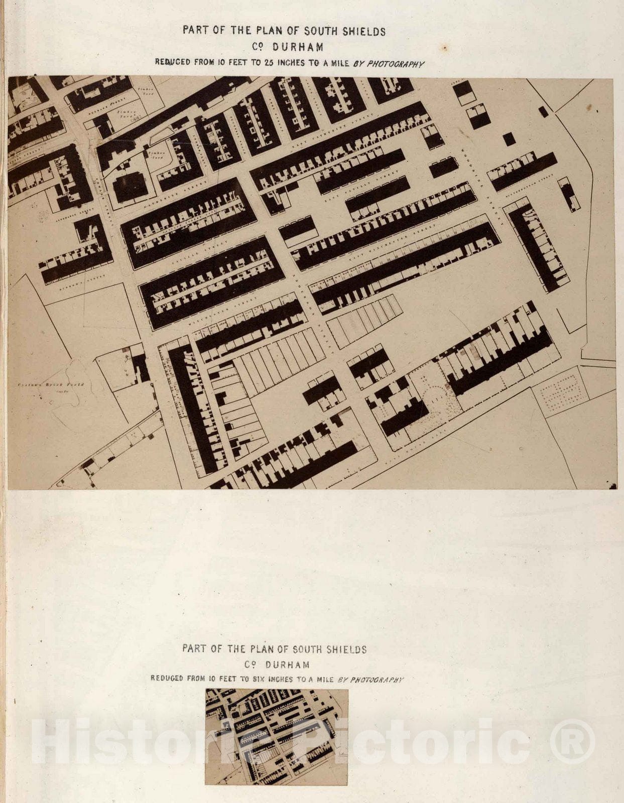 Historic Map : Survey Book - 1857 Part of the plan of South Shields - Vintage Wall Art