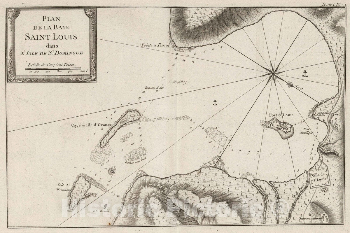 Historic Map : Haiti , Saint-Louis-de-Sud (Haiti), 1764 Plan de la baye Saint Louis dans I'isle de St Domingue. , Vintage Wall Art