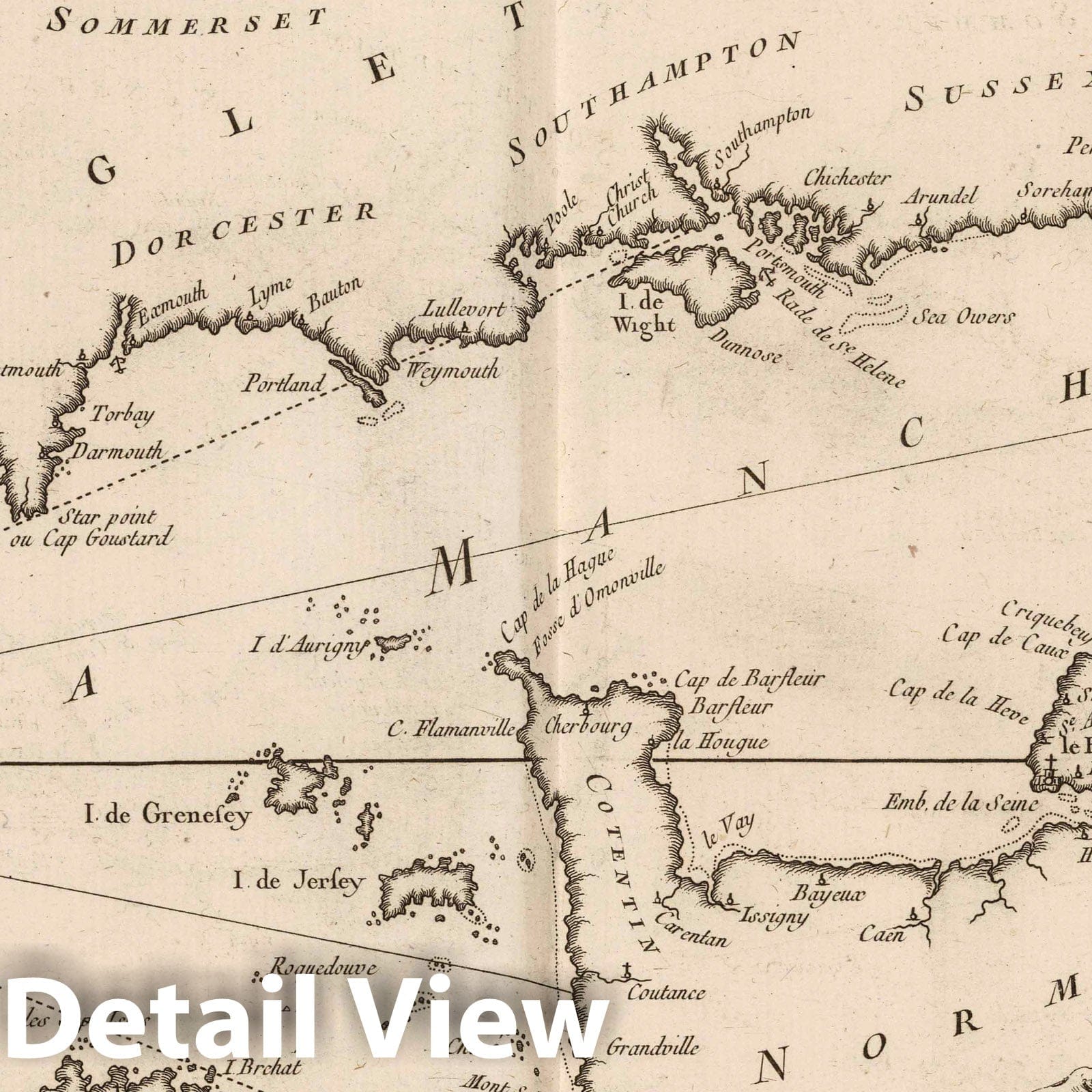 Coast of France from Brest to Dunkirk and Opposite English Coasts - 1764 Nautical Chart