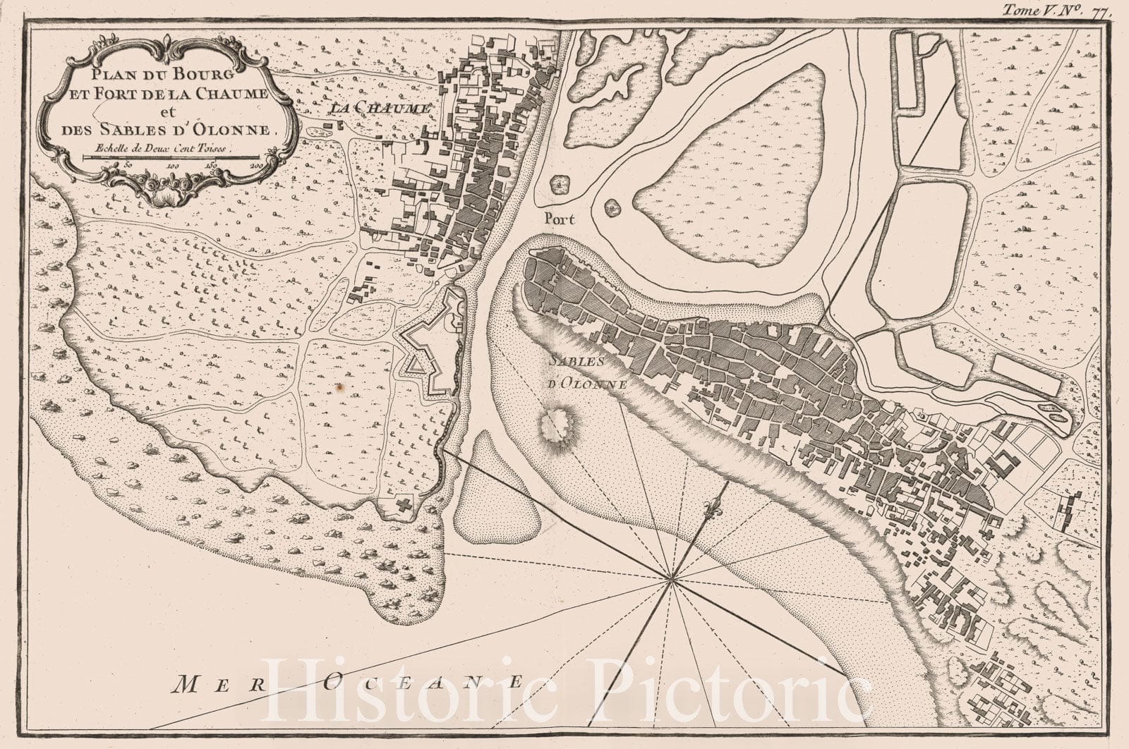 Sables d'Olonne, France - Nautical Chart, 1764 - Historical Map Print