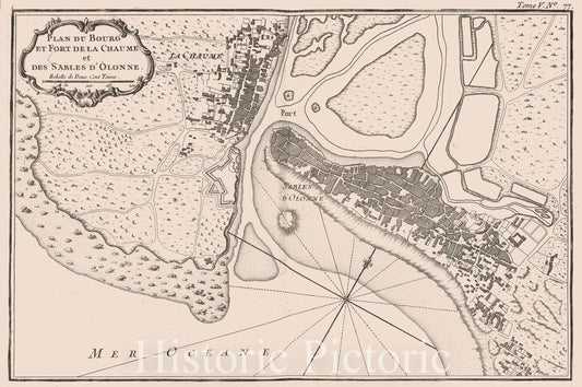 Sables d'Olonne, France - Nautical Chart, 1764 - Historical Map Print